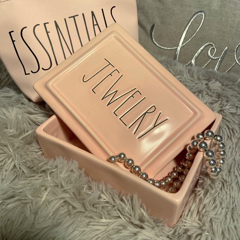 Pink Rae Dunn Jewelry Box๐& cosmetics ๐Bag - Picture 1 of 5